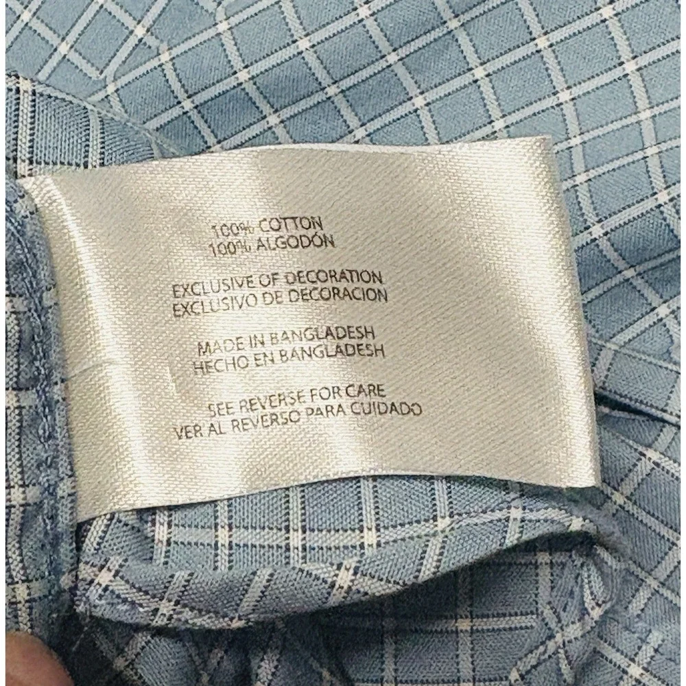 Banana Republic Dress Shirt Blue Check Long Sleeve Button Cotton Preppy Men's XL